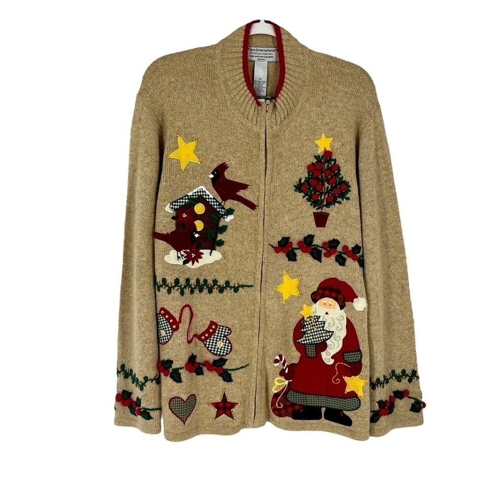Tiara International Christmas collection Ramie & wool blend sweater SZ 2X